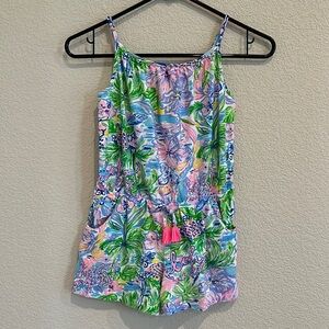Lilly Pulitzer Tropical Print Romper - Blue, Green, Pink